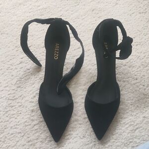 Arezzo Women's Iza Lace Up Stiletto Slingback  Pump, Black Heels Sz 8